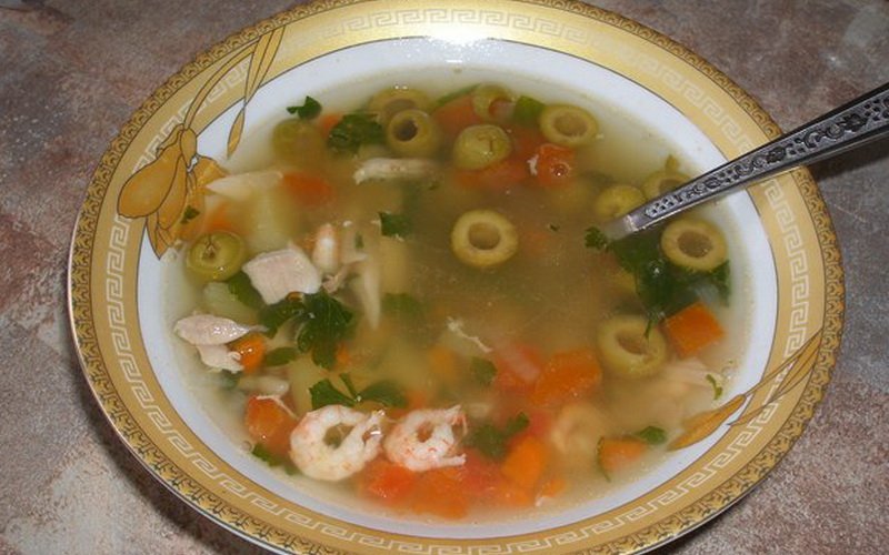 Суп с креветками на фото